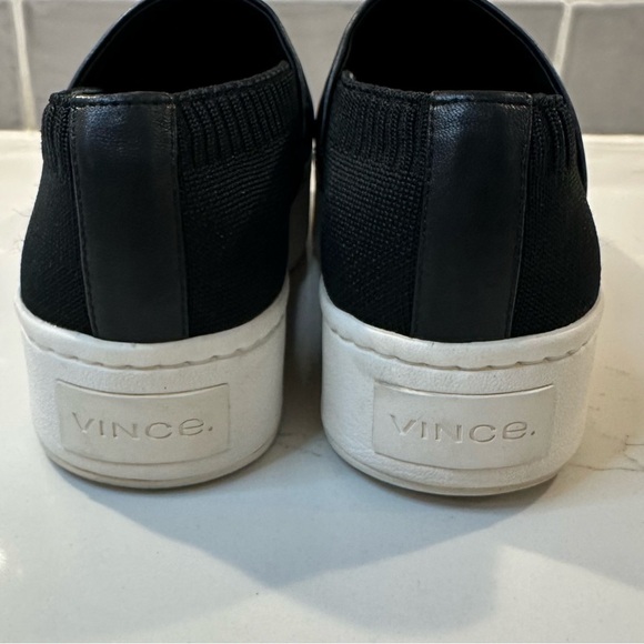 Vince Ward Shoes Black Knit Leather Platform Slip On Sneakers Loafer - Picture 7 of 14
